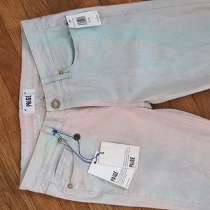 Paige "Verdugo" ultra skinny mid rise jeans in pastel marbled print